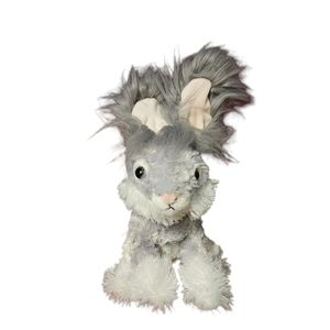 Dan Dee Sitting Angora Bunny Rabbit Plush Gray Fluffy Soft Easter Bunny